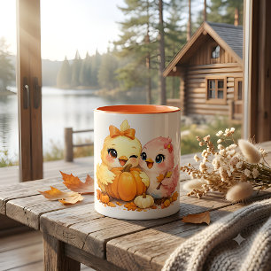 Süße Halloween-Vögel und Kürbis-Tasse Zweifarbige Tasse