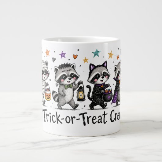 Süße Halloween-Waschbären-Streich-oder-Überraschun Jumbo-Tasse (Vorderseite)