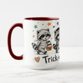 Süße Halloween-Waschbären-Streich-oder-Überraschun Tasse (Links)