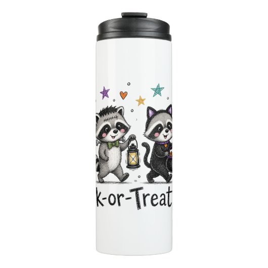 Süße Halloween-Waschbären-Streich-oder-Überraschun Thermosbecher (Vorderseite)