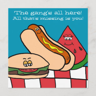 Süße Hamburger und Hot Dog Grillparty Einladung