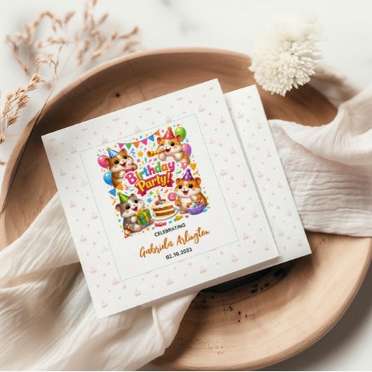 Süße Hamster-Geburtstagsfeier | Kinder Hamster Serviette