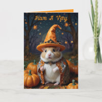 Süße Hamster-Hexe Halloween-Grußkarte