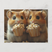 Süße Hamster mit Popcorn Postkarte (Vorderseite)