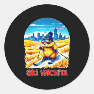 Süße Hamster-Ski-Abenteuer in Wichita Ski Kansas Runder Aufkleber