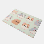 Süße Hamstergesichter Kawaii Pastell-Muster Fußmatte (Schrägansicht)