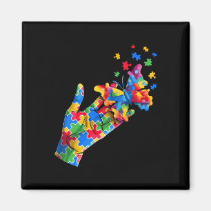 Süße Hand- und Schmetterling-Puzzleteile Autismuss Magnet