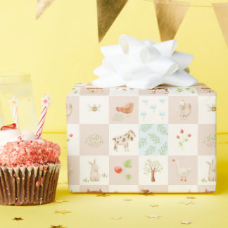 Süße handgemalte Grandmillenial-Farm-Geburtstagsfe Geschenkpapier