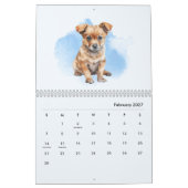 Süße handgemalte Hunde Kunst Wandkalender (Feb 2027)