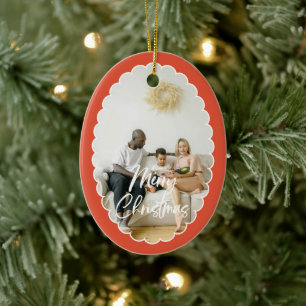 Süße handgeschriebene Schrift Frohe Weihnachten 2 Keramik Ornament