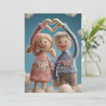 Süße handgestrickte Paar-Garnpuppen zum Valentinst