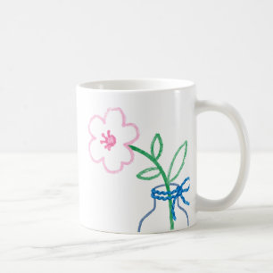 Süße handgezeichnete Blume in Vasen-Kaffeetasse Kaffeetasse