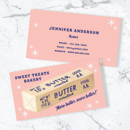 Süße handgezeichnete Butter Retro-Type Röte-Pink B Visitenkarte