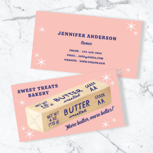 Süße handgezeichnete Butter Retro-Type Röte-Pink B Visitenkarte