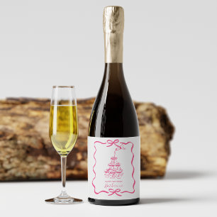 Süße handgezeichnete Champagner-Cocktail-Geburtsta Schaumweinetikett
