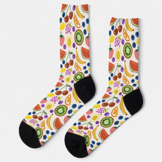 Süße handgezeichnete Doodle-Früchte nahtloses Must Socken (Linkes Detail)