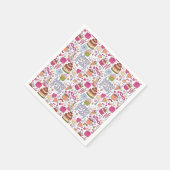 Süße handgezeichnete Doodle-Spaß-Geburtstagsgrüße Serviette (Ecke)