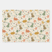 Süße handgezeichnete Frühlingshasen Geschenkpapier Set (Vorderseite)