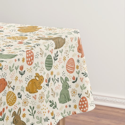 Süße handgezeichnete Frühlingshasen Tischdecke (Beispiel)