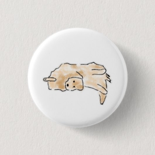 Süße handgezeichnete Illustration eines faulen Hun Button (Vorderseite)