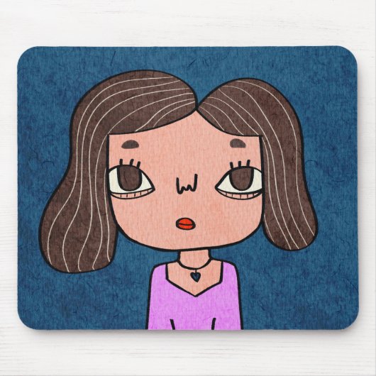 Süße handgezeichnete Mädchen-Illustration einzigar Mousepad (Vorne)