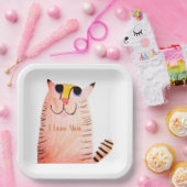 Süße handgezeichnete orange getigerte Katze Kinder Pappteller (Party)