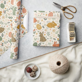 Süße handgezeichnete Osterhasen Geschenkpapier Rol