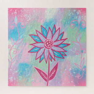 Süße handgezeichnete Pastell-Blume Puzzle