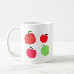 Süße handgezeichnete rote und grüne Äpfel Kaffeetasse