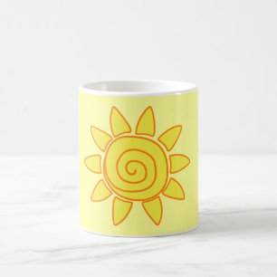 Süße handgezeichnete Sonnen-Kinderzeichnung Illust Kaffeetasse