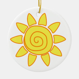 Süße handgezeichnete Sonnen-Kinderzeichnung Illust Keramik Ornament
