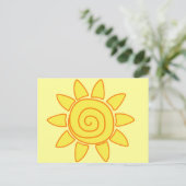 Süße handgezeichnete Sonnen-Kinderzeichnung Illust Postkarte (Stehend Vorderseite)