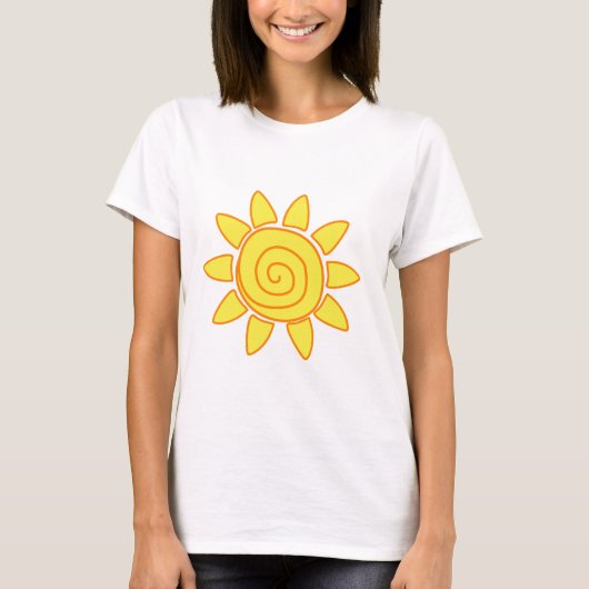 Süße handgezeichnete Sonnen-Kinderzeichnung Illust T-Shirt (Vorderseite)