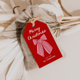 Süße handgezeichnete verspielte Schleife Weihnacht Geschenkanhänger