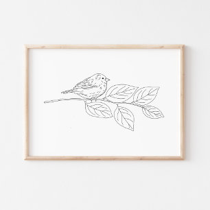 Süße handgezeichnete Vogel-Skizzen-Kunst Poster