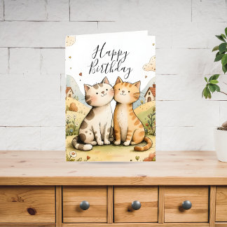 Süße Happy-Birthday-Katze Feiertagskarte
