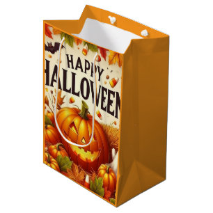 Süße Happy Halloween Kürbis und Geist Geschenktasc Mittlere Geschenktüte