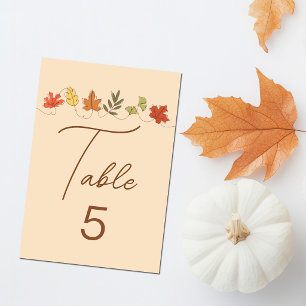 Süße Happy-Thanksgiving-Blätter benutzerdefinierte Tischnummer