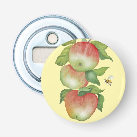 Süße Harmonie: Aquarelläpfel und eine Biene Flaschenöffner (Vorderseite)