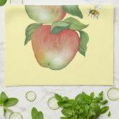 Süße Harmonie: Aquarelläpfel und eine Biene Geschirrtuch (Gefaltet)