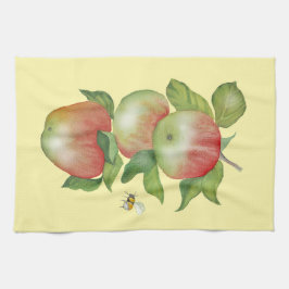 Süße Harmonie: Aquarelläpfel und eine Biene Geschirrtuch