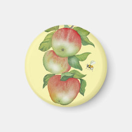 Süße Harmonie: Aquarelläpfel und eine Biene Magnet