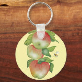 Süße Harmonie: Aquarelläpfel und eine Biene Schlüsselanhänger (Vorderseite)