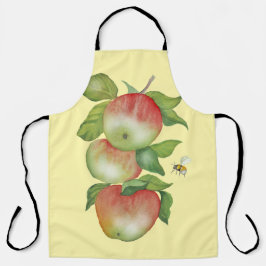 Süße Harmonie: Aquarelläpfel und eine Biene Schürze