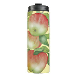 Süße Harmonie: Aquarelläpfel und eine Biene Thermosbecher