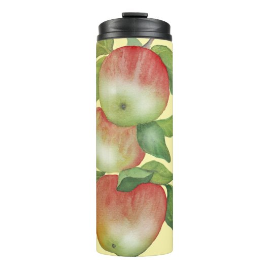 Süße Harmonie: Aquarelläpfel und eine Biene Thermosbecher (Vorderseite)