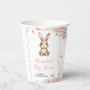Süße Häschen-Baby-Party Mädchen Rosa Blumen Pappbecher