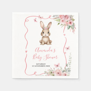 Süße Häschen-Baby-Party Mädchen Rosa Florales Papi Serviette