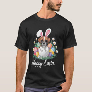 Süße Häschen Boxer Hund Blumen Oster Eier Korb Hun T-Shirt