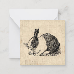 Süße Häschen Kaninchen Vintage Tier Kunst Illustra Mitteilungskarte